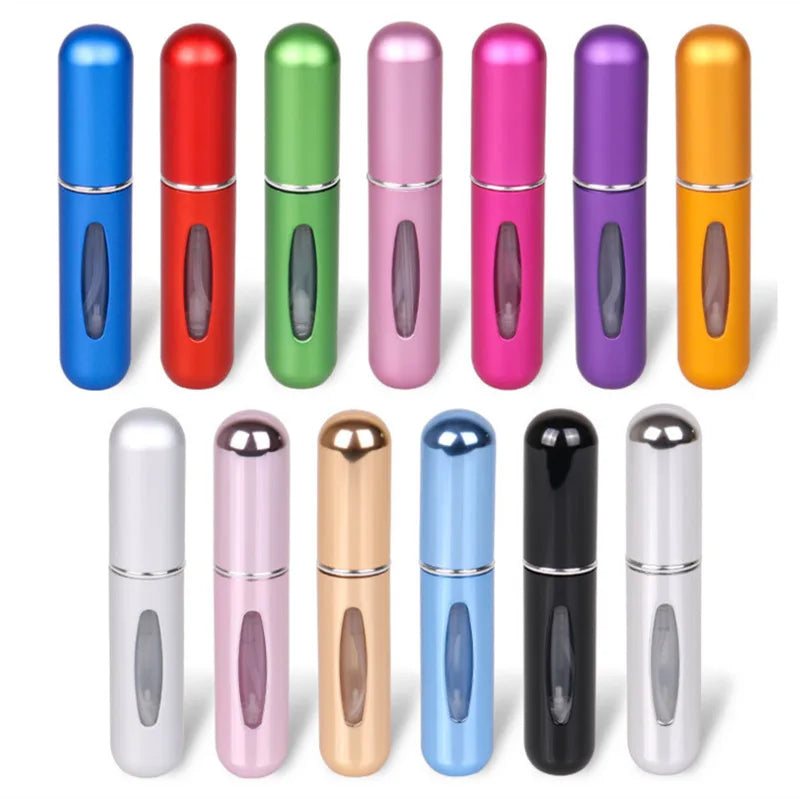 Botella de perfume recargable de 5 ml, portátil, mini, recargable, con pulverizador, bomba de aroma, envases cosméticos vacíos, atomizador para viaje, herramienta de moda.
