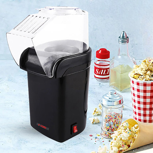 5 Core Popcorn Machine 16 Cup Hot Air Popper Mini Portable Electric Pop Corn Maker Black