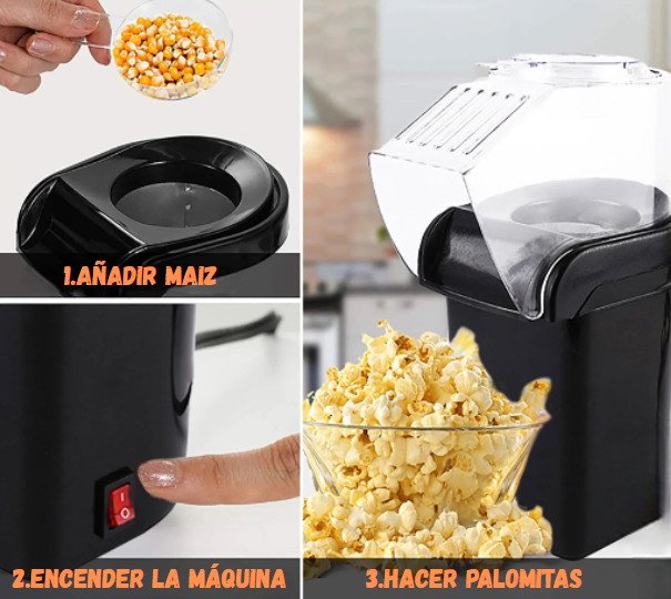 5 Core Popcorn Machine 16 Cup Hot Air Popper Mini Portable Electric Pop Corn Maker Black