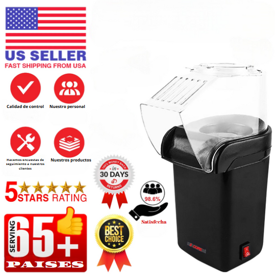 5 Core Popcorn Machine 16 Cup Hot Air Popper Mini Portable Electric Pop Corn Maker Black