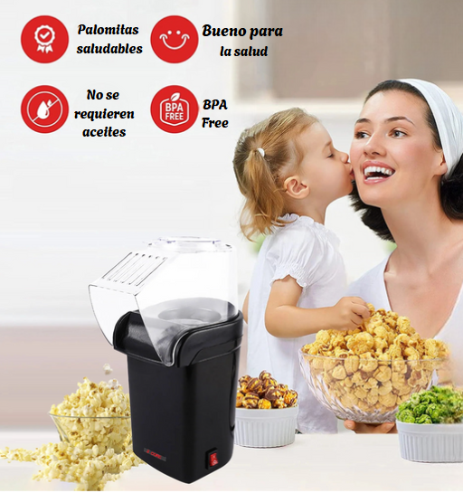 5 Core Popcorn Machine 16 Cup Hot Air Popper Mini Portable Electric Pop Corn Maker Black