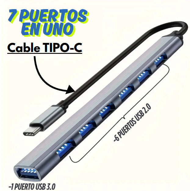 USB C Hub USB Hub 3.0, VIENON Aluminum 7 in 1 USB Extender, USB Splitter with 1 X USB 3.0, 4 X USB 2.0 and 2 X USB C Ports