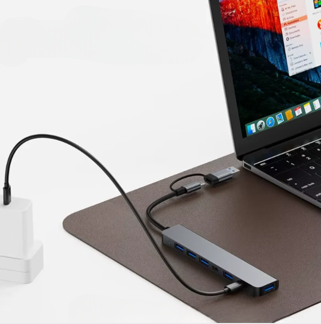 USB C Hub USB Hub 3.0, VIENON Aluminum 7 in 1 USB Extender, USB Splitter with 1 X USB 3.0, 4 X USB 2.0 and 2 X USB C Ports
