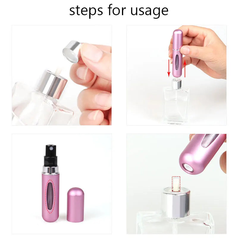 Botella de perfume recargable de 5 ml, portátil, mini, recargable, con pulverizador, bomba de aroma, envases cosméticos vacíos, atomizador para viaje, herramienta de moda.