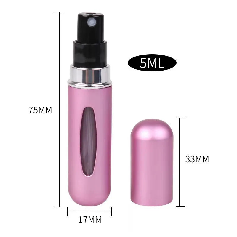 Botella de perfume recargable de 5 ml, portátil, mini, recargable, con pulverizador, bomba de aroma, envases cosméticos vacíos, atomizador para viaje, herramienta de moda.