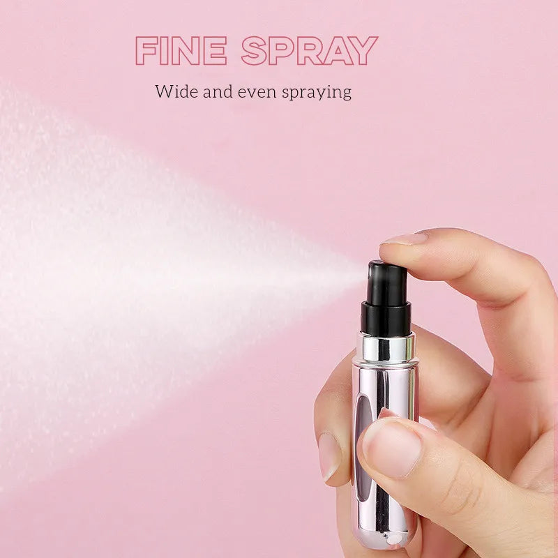 Botella de perfume recargable de 5 ml, portátil, mini, recargable, con pulverizador, bomba de aroma, envases cosméticos vacíos, atomizador para viaje, herramienta de moda.